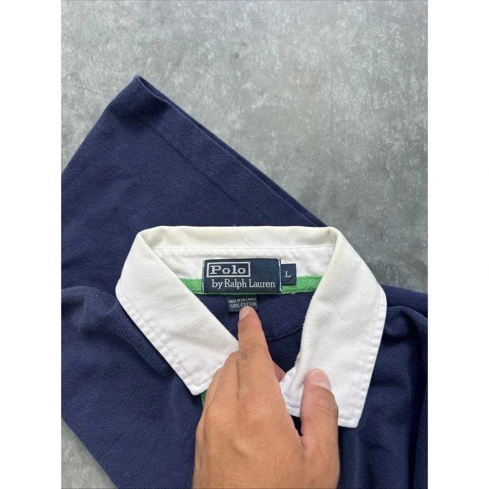 Vintage Polo Ralph Lauren Size Large White Collar With Pony Embroidery